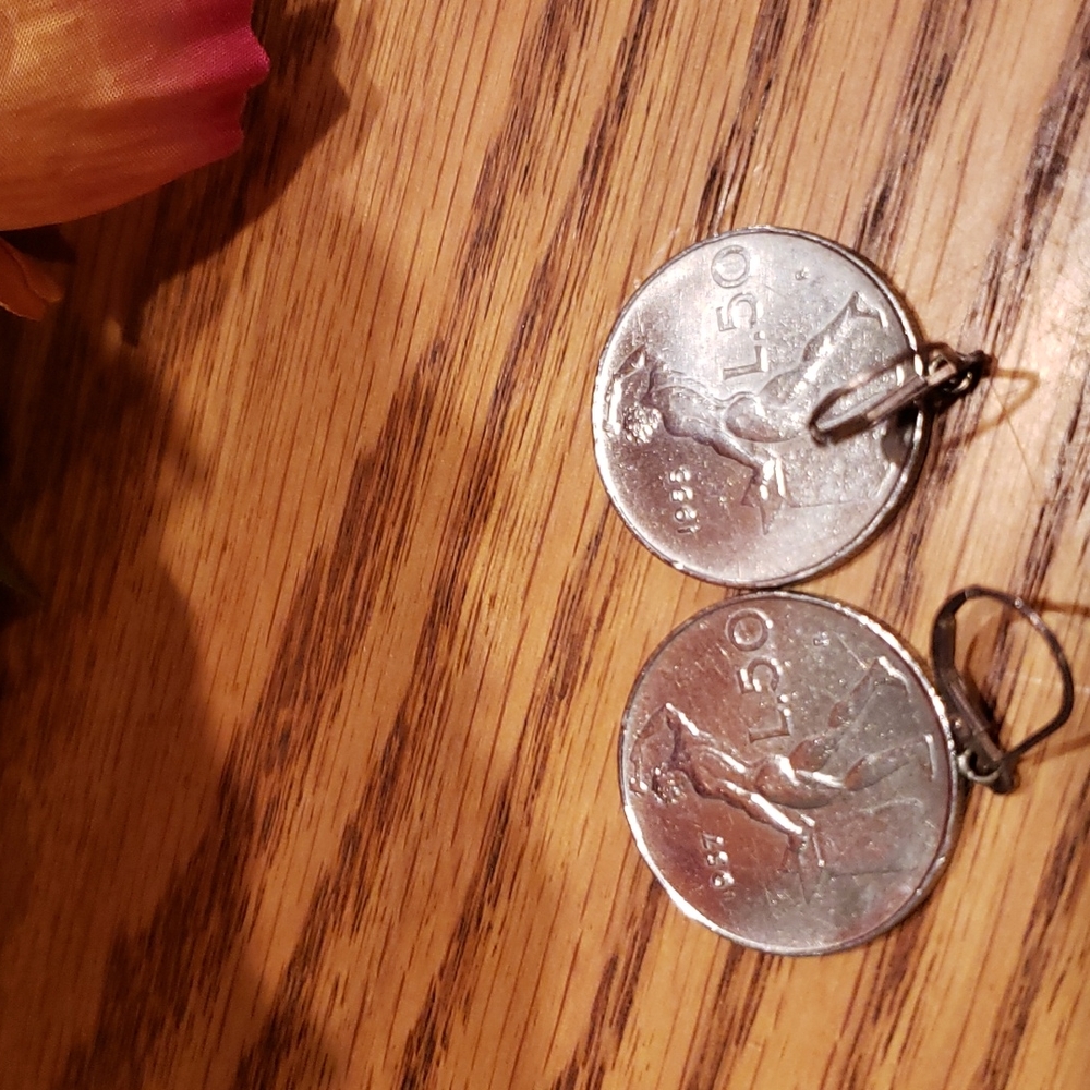 Italian coin earrings! Silver toned🤍 - Picture 2 of 4